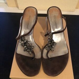 Dolce & Gabbana Brown Suede Thong Sandal